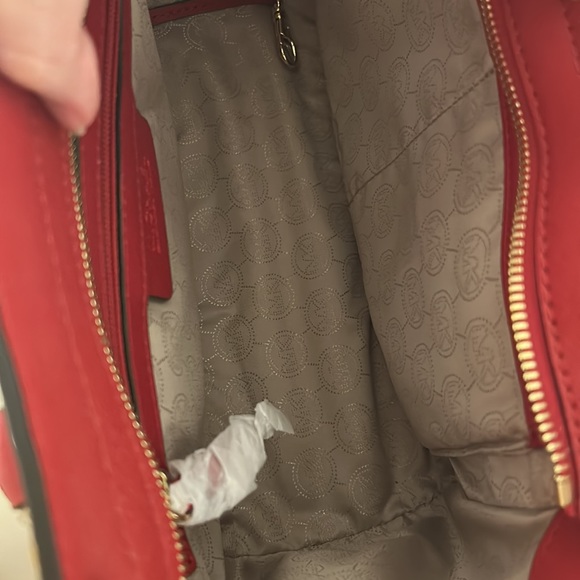 Michael Kors Red Studded Leather Selma Crossbody Satchel Purse - Picture 11 of 16